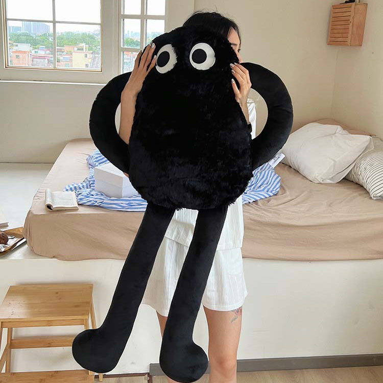 Fluffy Black Big Eyes Pillow | HYPEINDAHOUSE