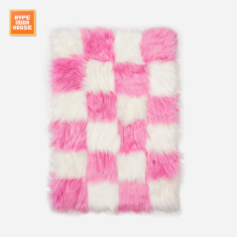 Pink Checkered Rug - HYPEINDAHOUSE