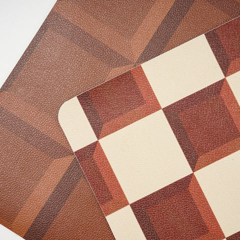 Tan Checkered Leather Placemat - HYPEINDAHOUSE