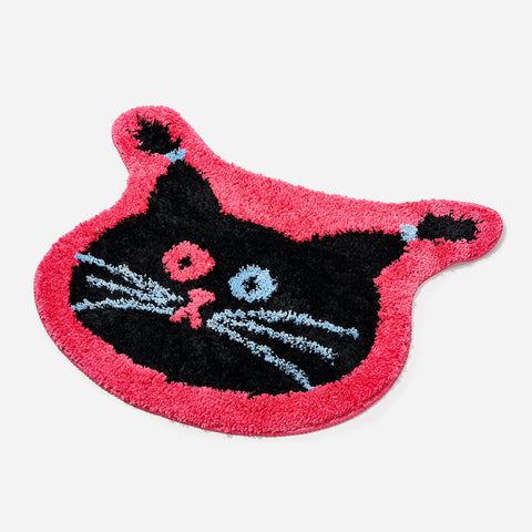 Cut Black Pink Kitty Rug - HYPEINDAHOUSE