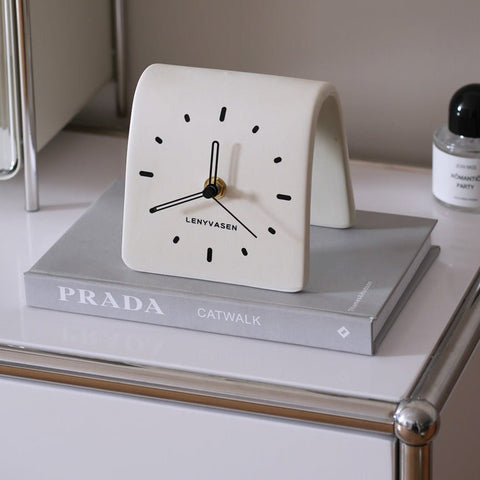 Ceramic Cream Countertop Clock - HYPEINDAHOUSE