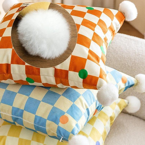 Colorful Vibe Checkered Throw Pillow Cover - HYPEINDAHOUSE