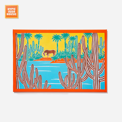 Desert Oasis Color Line Abstract Decorative Painting - HYPEINDAHOUSE