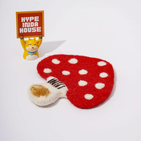 Handmade Wool Felt Cute Mushroom Animal Coaster Placemat - HYPEINDAHOUSE