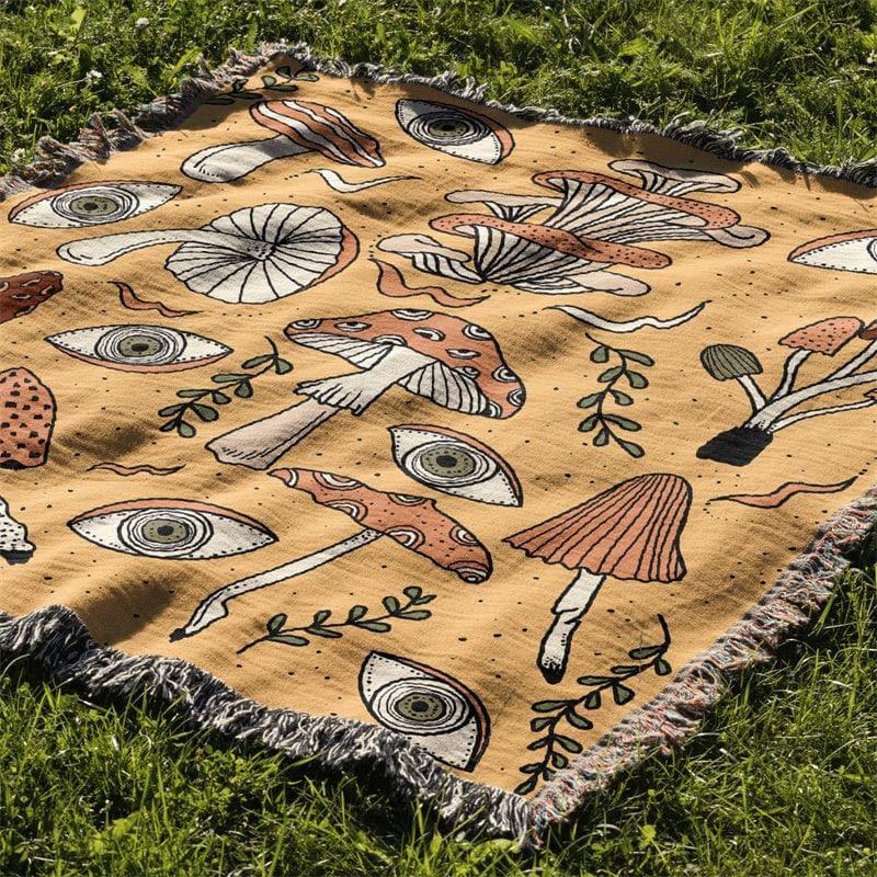 Mushroom Woven Throw Blanket HYPEINDAHOUSE