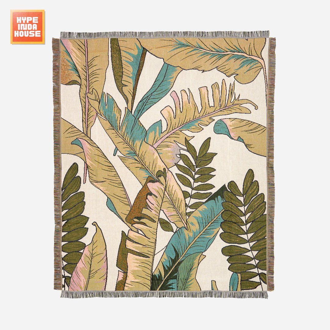 Palm Leaf Woven Throw Blanket HYPEINDAHOUSE